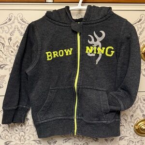 💥4/$20💥 🩶💛 Browning Kids Hoodie - Dark Gray with Yellow Accents Size 3T